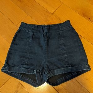High waisted Urban Outfitters dark denim shorts